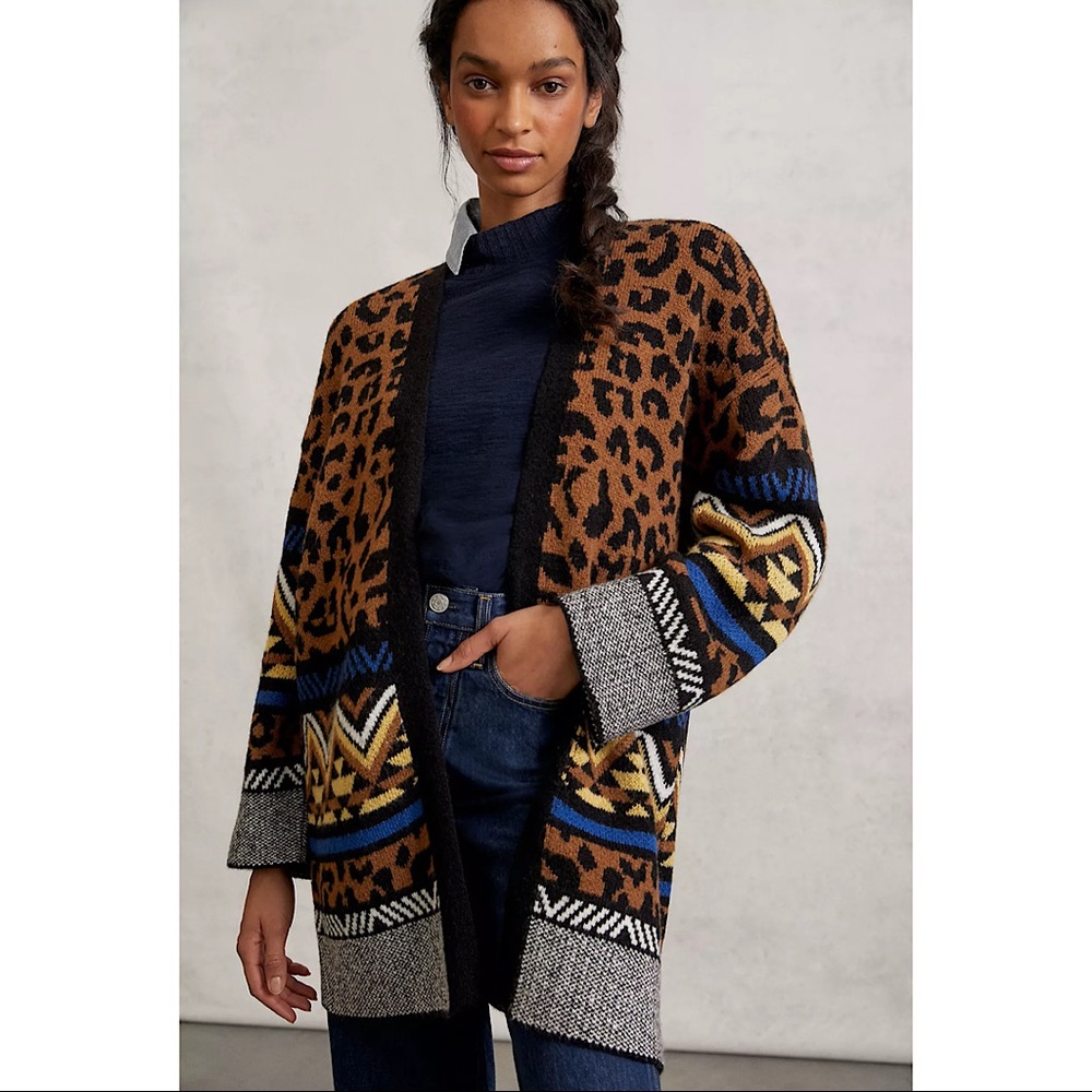 Anthropologie Marseille Leopard Cardigan S NEW